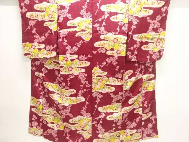 大正ロマン　霞に梅模様着物